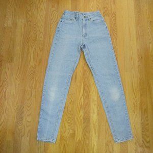 LEE RIDERS WOMEN'S JUNIOR'S SIZE 7 LONG JEANS LT BLUE STONE WASHED RELAXED HIGH